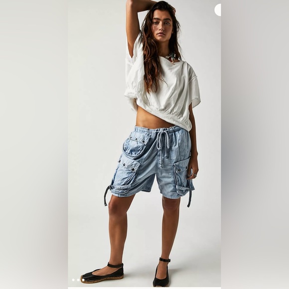 Free people moon Bay Parachute Shorts in blue - small - NWOT - Picture 4 of 8
